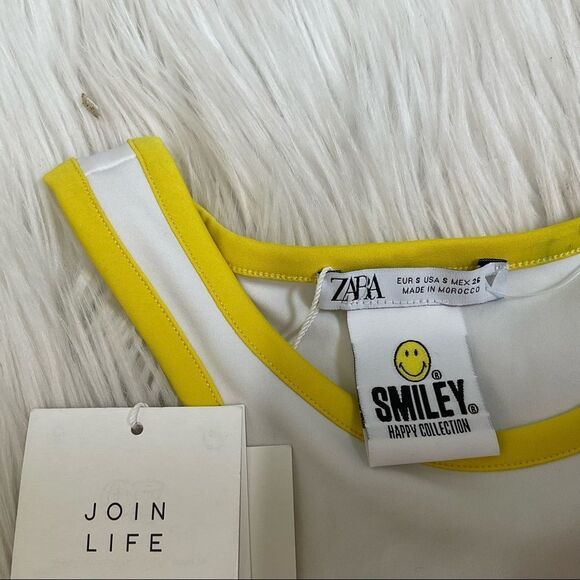 NEW ZARA Smiley Happy Collection Y2K color block bodycon mini dress S - Picture 5 of 9